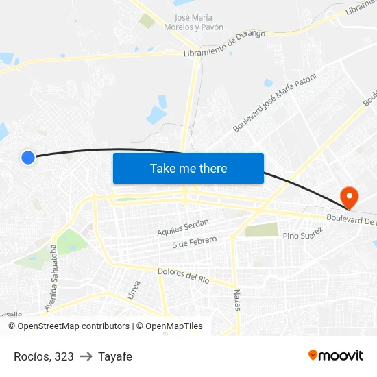 Rocíos, 323 to Tayafe map
