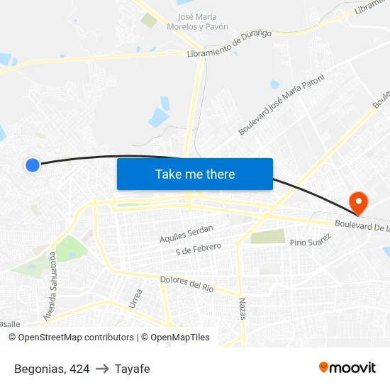 Begonias, 424 to Tayafe map