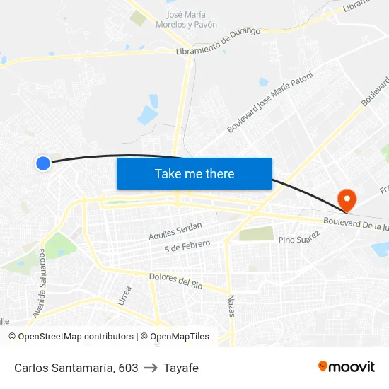 Carlos Santamaría, 603 to Tayafe map