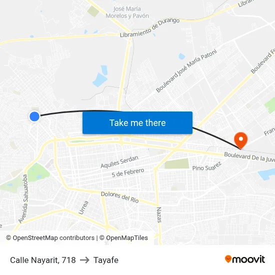 Calle Nayarit, 718 to Tayafe map
