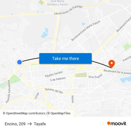 Encino, 209 to Tayafe map