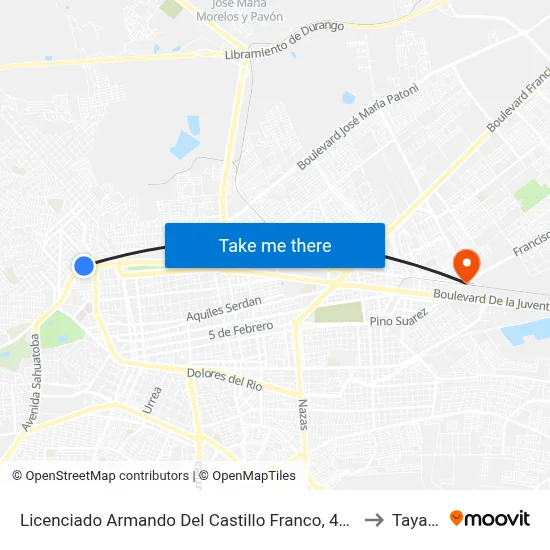 Licenciado Armando Del Castillo Franco, 400 to Tayafe map