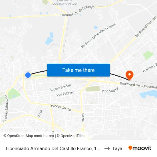 Licenciado Armando Del Castillo Franco, 1207 to Tayafe map