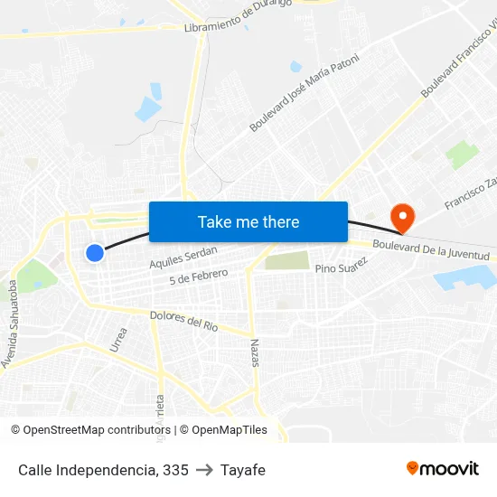Calle Independencia, 335 to Tayafe map
