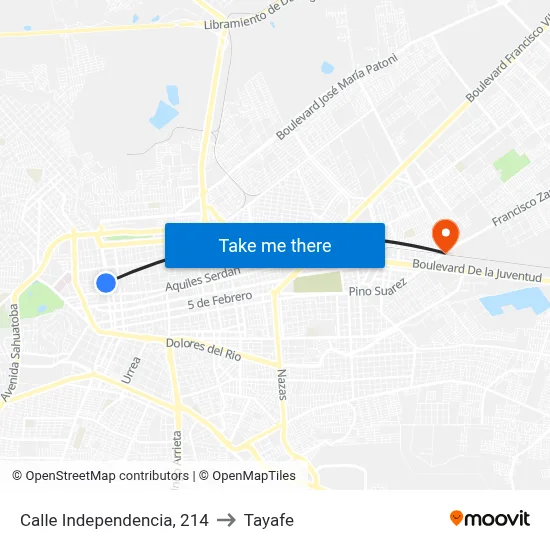 Calle Independencia, 214 to Tayafe map