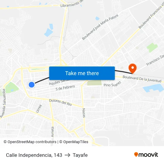 Calle Independencia, 143 to Tayafe map