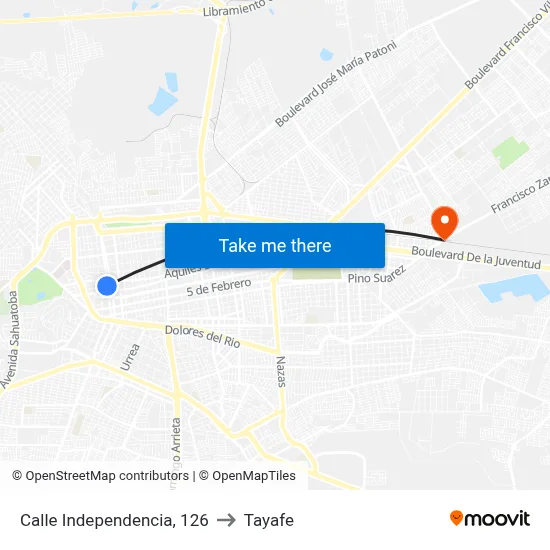Calle Independencia, 126 to Tayafe map