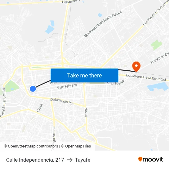 Calle Independencia, 217 to Tayafe map