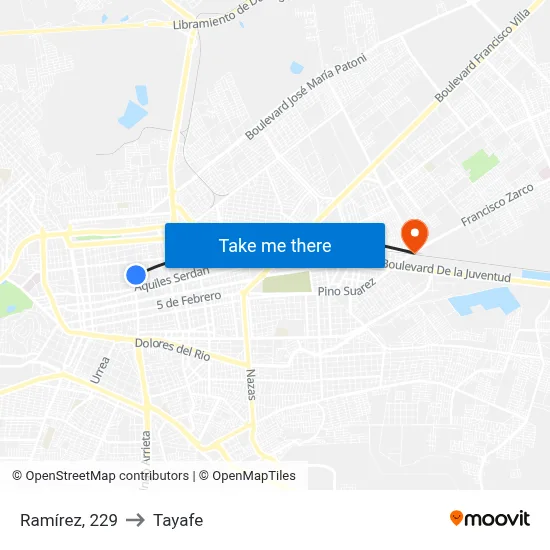 Ramírez, 229 to Tayafe map