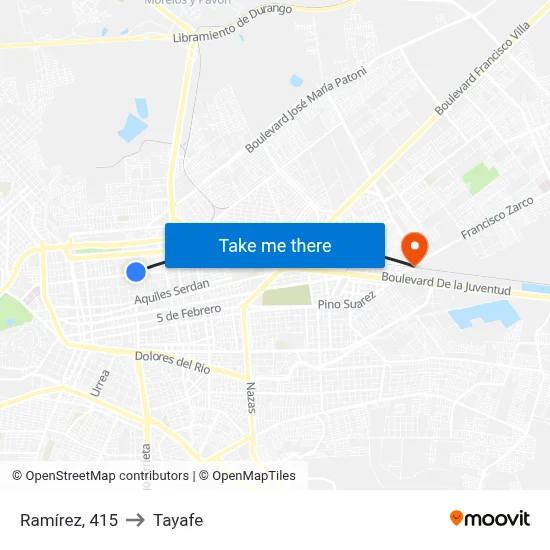 Ramírez, 415 to Tayafe map