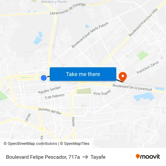 Boulevard Felipe Pescador, 717a to Tayafe map