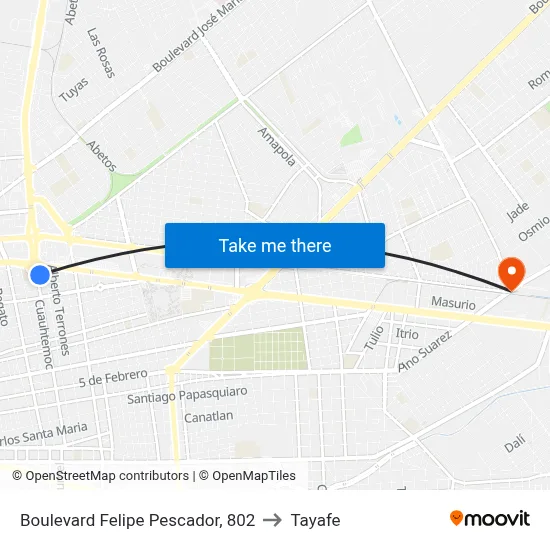 Boulevard Felipe Pescador, 802 to Tayafe map