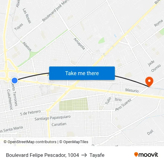 Boulevard Felipe Pescador, 1004 to Tayafe map