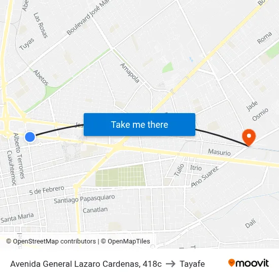Avenida General Lazaro Cardenas, 418c to Tayafe map