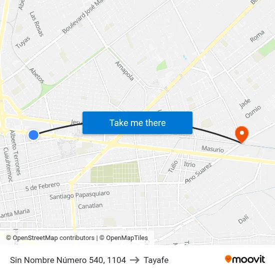 Sin Nombre Número 540, 1104 to Tayafe map