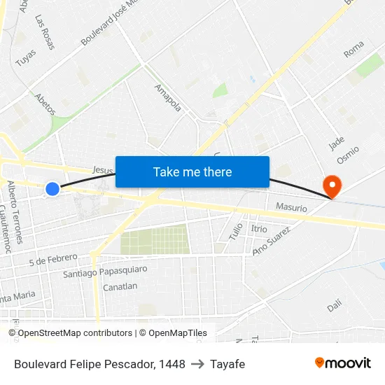 Boulevard Felipe Pescador, 1448 to Tayafe map