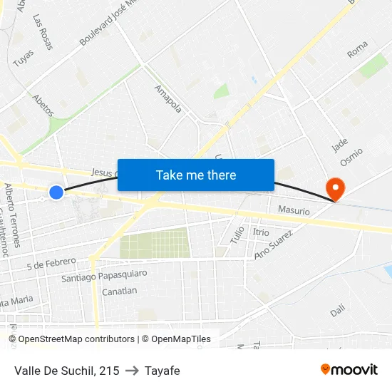 Valle De Suchil, 215 to Tayafe map