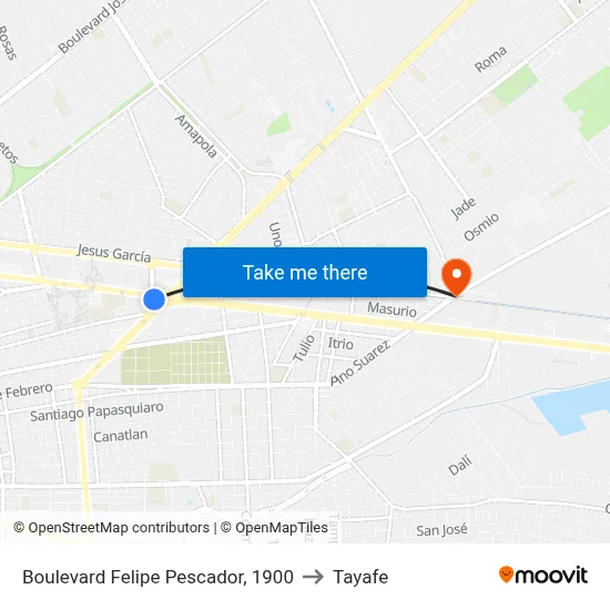 Boulevard Felipe Pescador, 1900 to Tayafe map