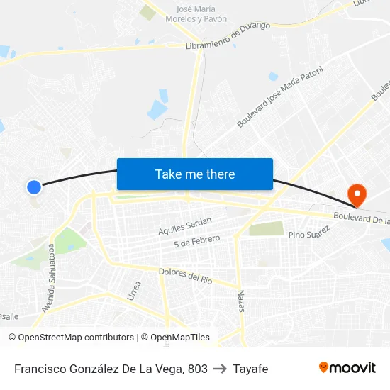 Francisco González De La Vega, 803 to Tayafe map