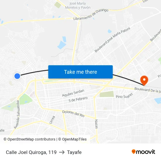 Calle Joel Quiroga, 119 to Tayafe map
