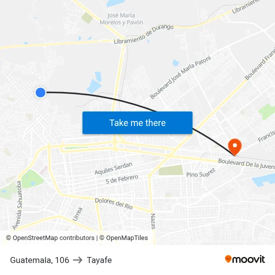 Guatemala, 106 to Tayafe map