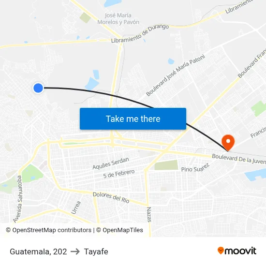 Guatemala, 202 to Tayafe map