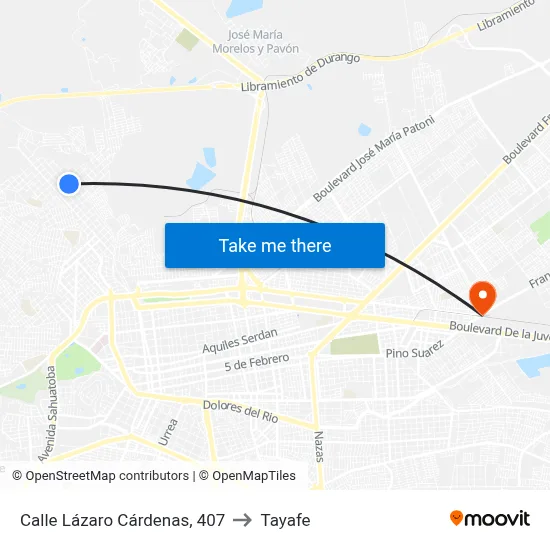 Calle Lázaro Cárdenas, 407 to Tayafe map
