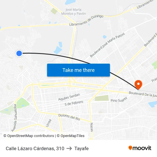 Calle Lázaro Cárdenas, 310 to Tayafe map