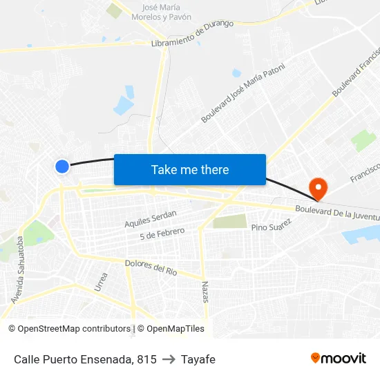 Calle Puerto Ensenada, 815 to Tayafe map