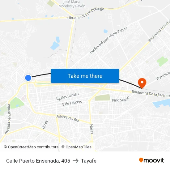Calle Puerto Ensenada, 405 to Tayafe map