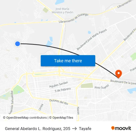 General Abelardo L. Rodriguez, 205 to Tayafe map