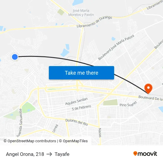 Angel Orona, 218 to Tayafe map