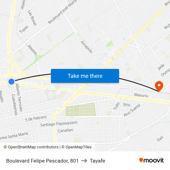 Boulevard Felipe Pescador, 801 to Tayafe map