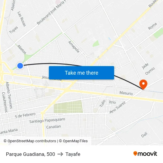 Parque Guadiana, 500 to Tayafe map