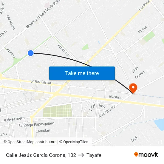 Calle Jesús García Corona, 102 to Tayafe map