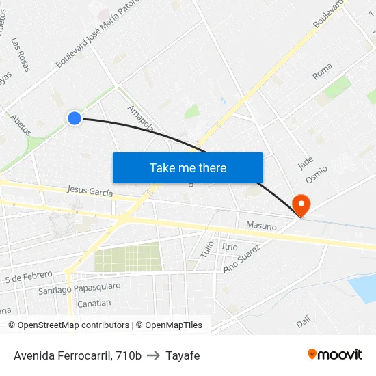 Avenida Ferrocarril, 710b to Tayafe map