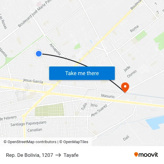 Rep. De Bolivia, 1207 to Tayafe map