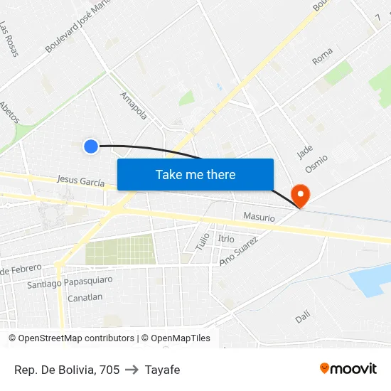 Rep. De Bolivia, 705 to Tayafe map