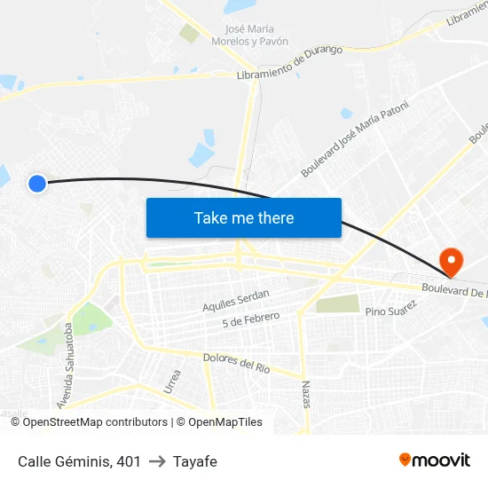 Calle Géminis, 401 to Tayafe map