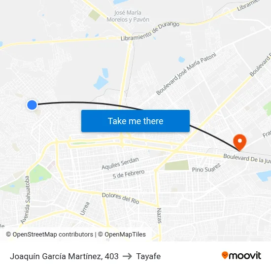 Joaquín García Martínez, 403 to Tayafe map