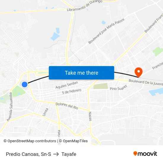 Predio Canoas, Sn-S to Tayafe map