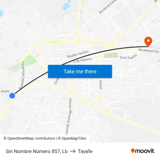 Sin Nombre Número 857, Lb to Tayafe map