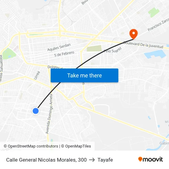 Calle General Nicolas Morales, 300 to Tayafe map