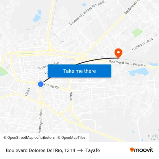 Boulevard Dolores Del Río, 1314 to Tayafe map