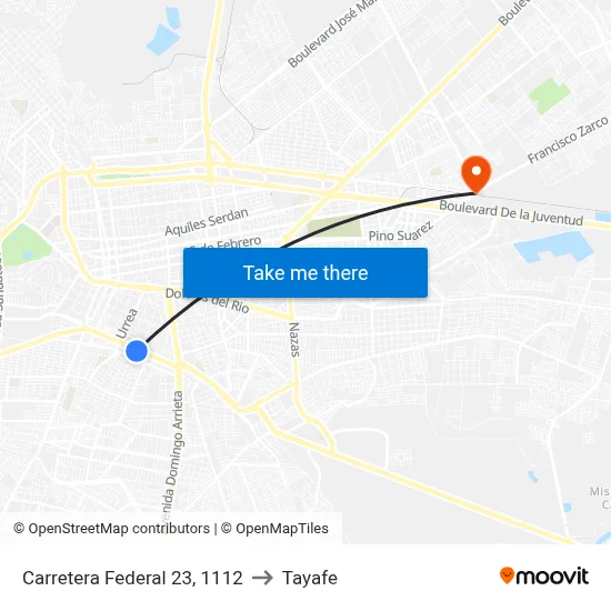 Carretera Federal 23, 1112 to Tayafe map