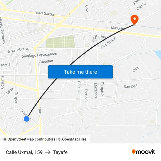 Calle Uxmal, 159 to Tayafe map