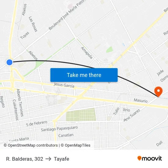 R. Balderas, 302 to Tayafe map