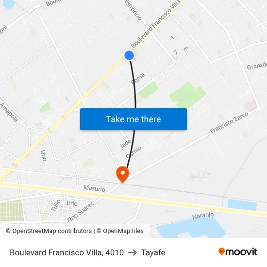 Boulevard Francisco Villa, 4010 to Tayafe map