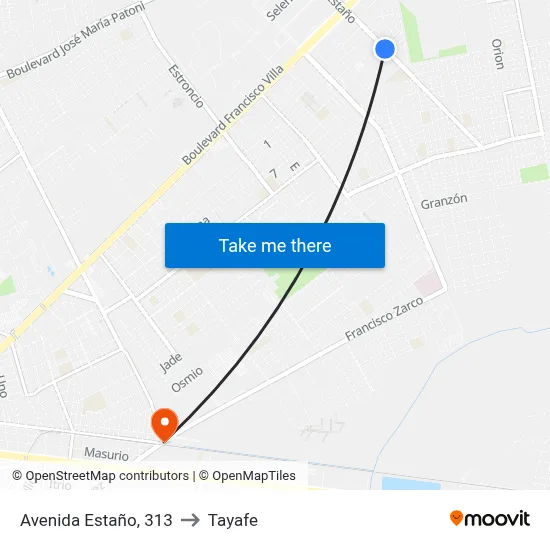 Avenida Estaño, 313 to Tayafe map