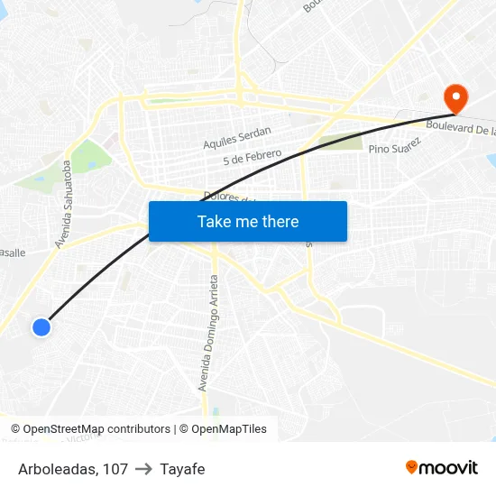 Arboleadas, 107 to Tayafe map